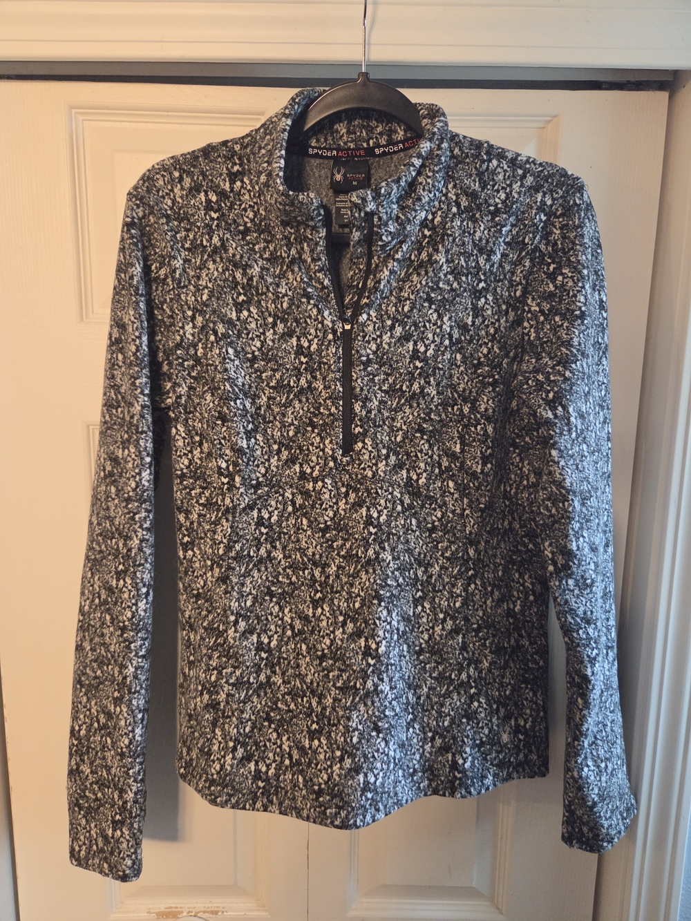 Spyder Black & White Heathered Half-Zip Pullover